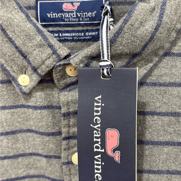Vineyard Vines Blue and Gray Striped Men's Shirt - Picture 3 of 6